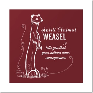 Spirit animal - Weasel - white Posters and Art